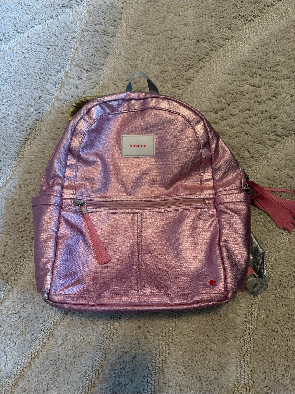 STATE Metallic Pink Mini Backpack with Tassel Zipper